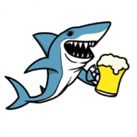 Shark drinking beer